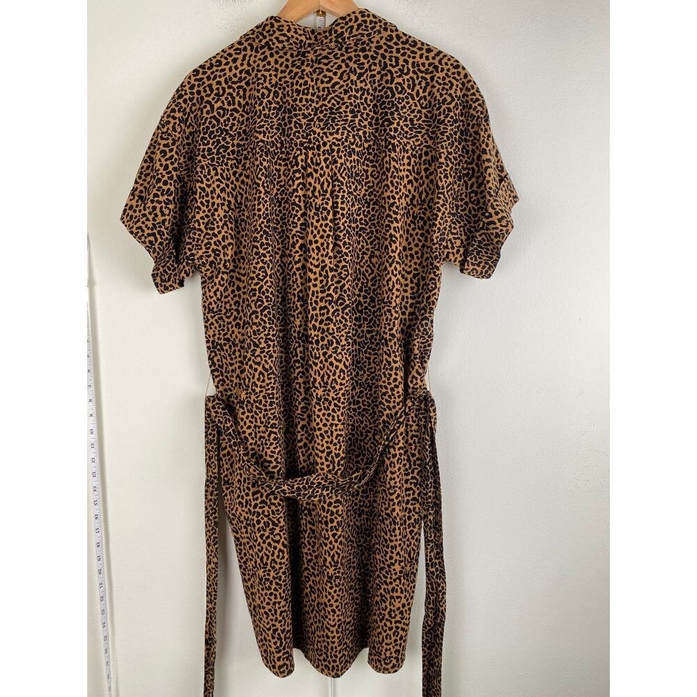 NWT J.Crew Factory Leopard Linen Blend Shirt Dress Belted Large - Picture 11 of 13